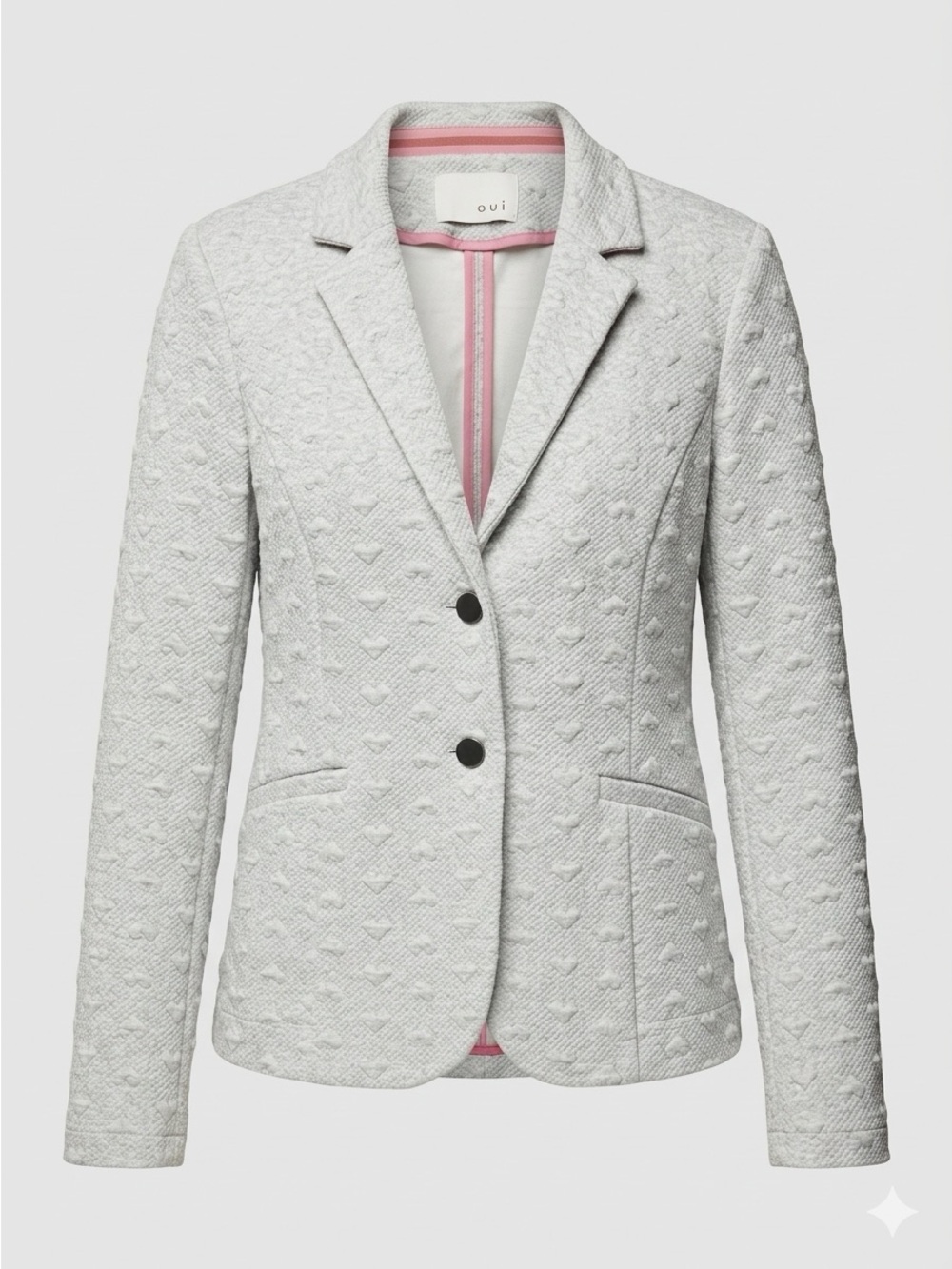Grey Textured Blazer Stretch Knit Cotton 10 OUI Office Capsule Jacket Minimalist